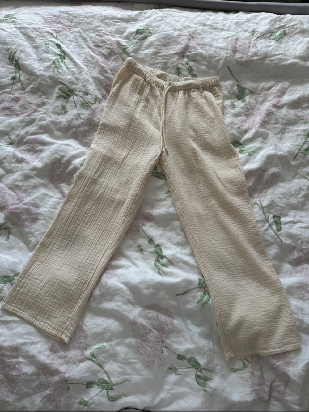 Quince Cream Straight-Leg Cotton Gauze Pants